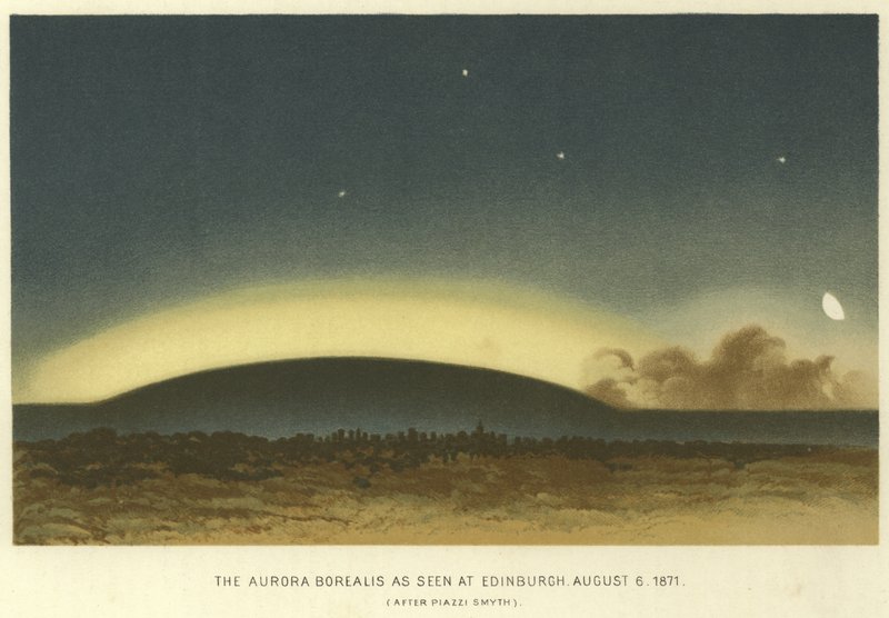 Het Noorderlicht gezien in Edinburgh, 6 augustus 1871 door English School