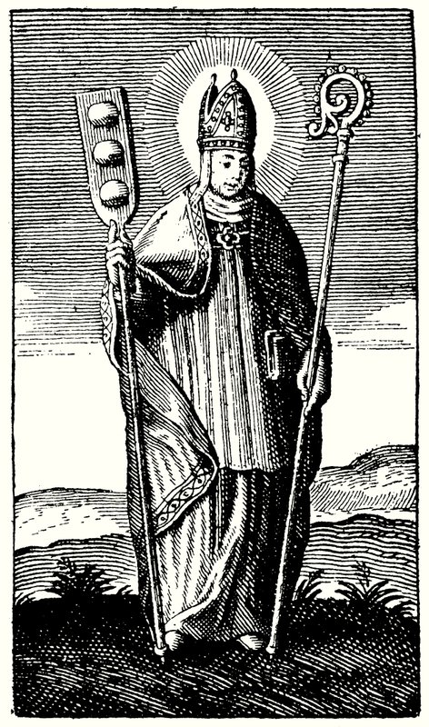 De bakkersheilige, St. Honore (gravure) door English School