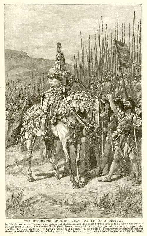 Het Begin van de Grote Slag bij Agincourt door English School