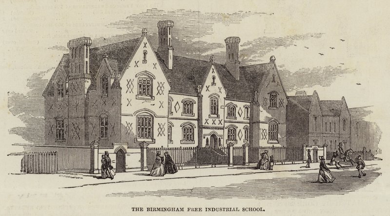 De Birmingham Free Industrial School (gravure) door English School