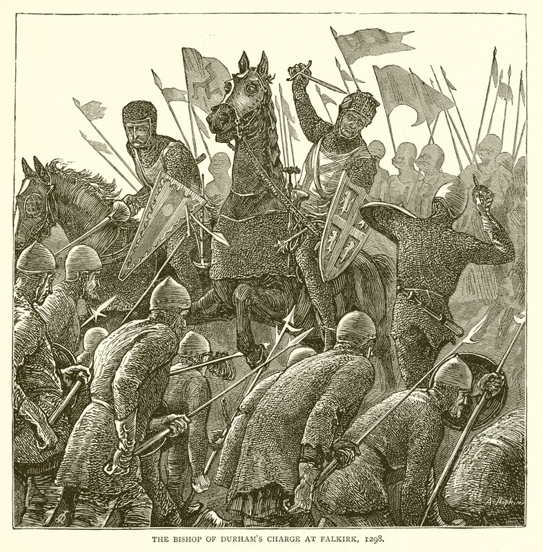 De aanval van de bisschop van Durham bij Falkirk, 1298 door English School