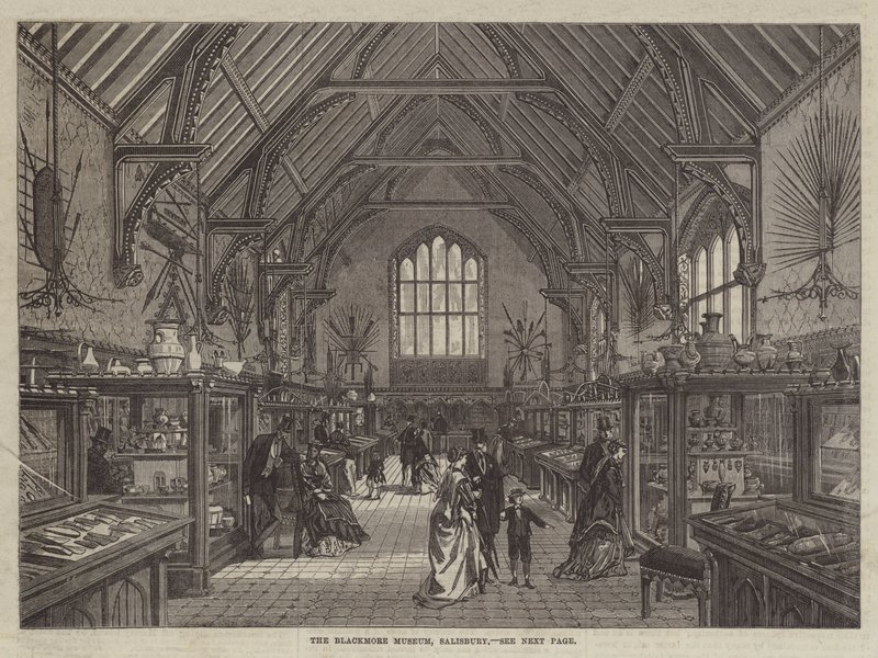 Het Blackmore Museum, Salisbury (gravure) door English School