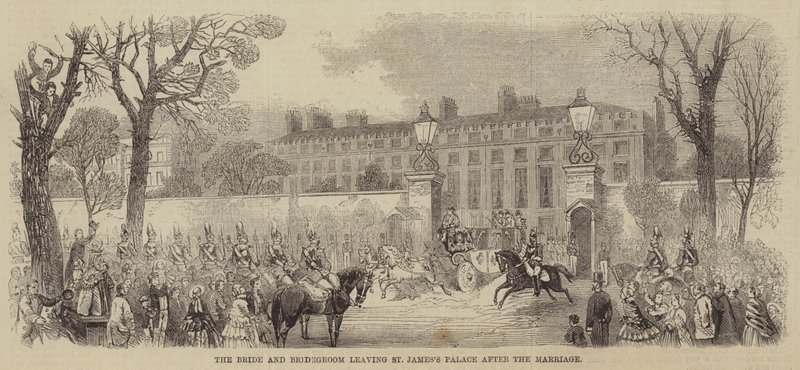 De bruid en bruidegom verlaten St James