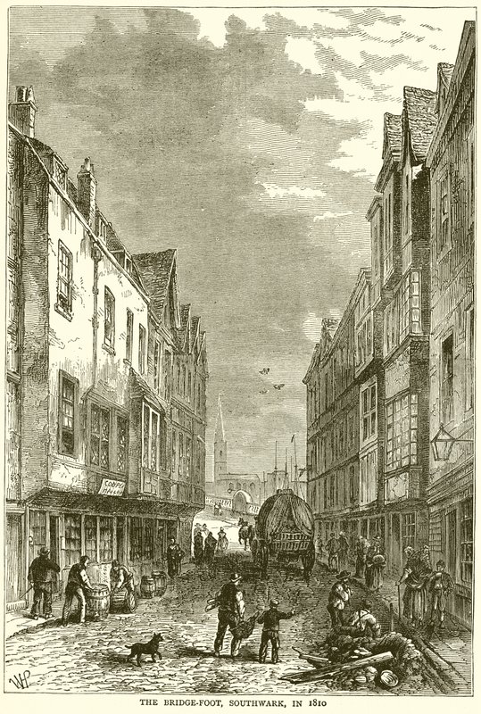 The Bridge-Foot, Southwark, in 1810 door English School