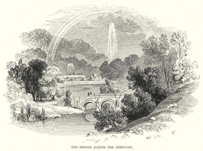 De Brug over de Derwent (gravure) door English School