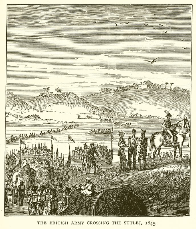 Het Britse leger steekt de Sutlej over, 1845 door English School