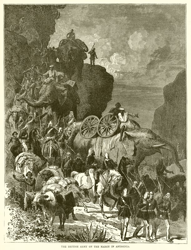 Het Britse leger op mars in Abessinië door English School