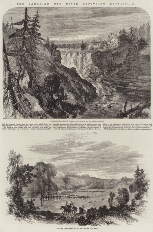 De Canadese Red River Verkenningsexpeditie (gravure) door English School