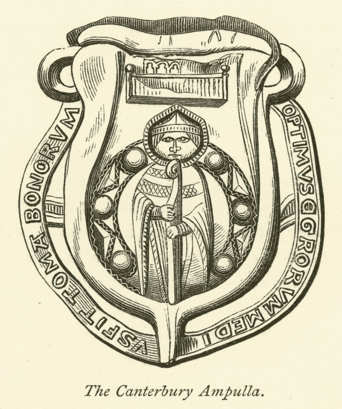 De Canterbury Ampulla (gravure) door English School