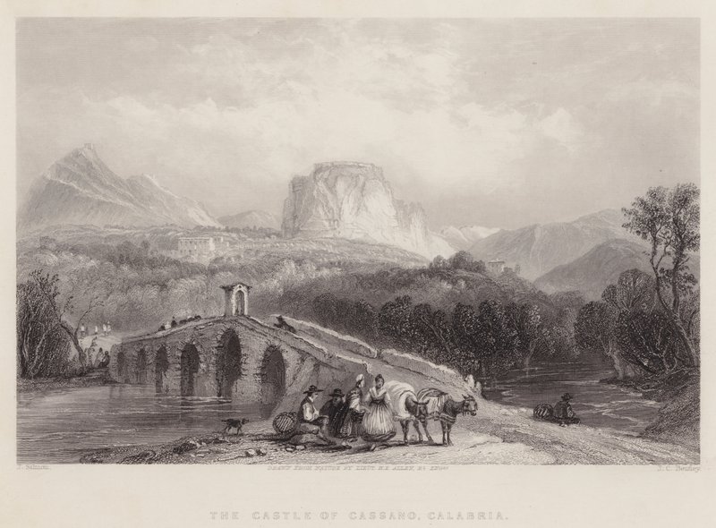 Het kasteel van Cassano, Calabrië (gravure) door English School