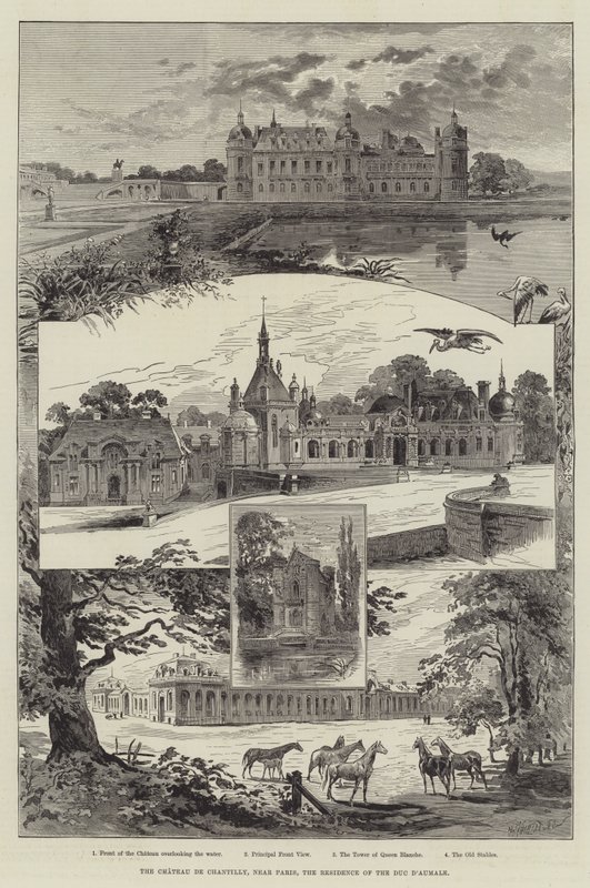 Het Chateau de Chantilly, nabij Parijs, de residentie van de Duc d
