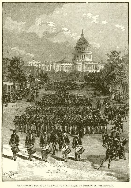 De slotscène van de oorlog - Grote militaire parade in Washington door English School
