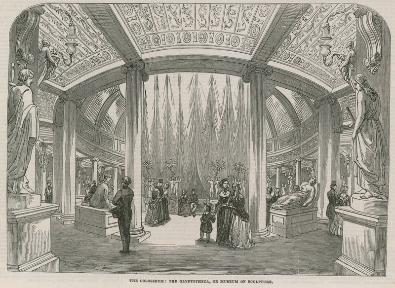 Het Colosseum - De Glyptotheca, of museum van beeldhouwkunst (gravure) door English School