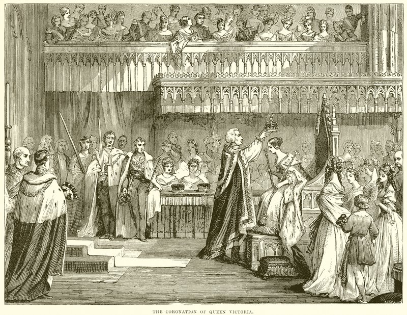 De kroning van koningin Victoria door English School