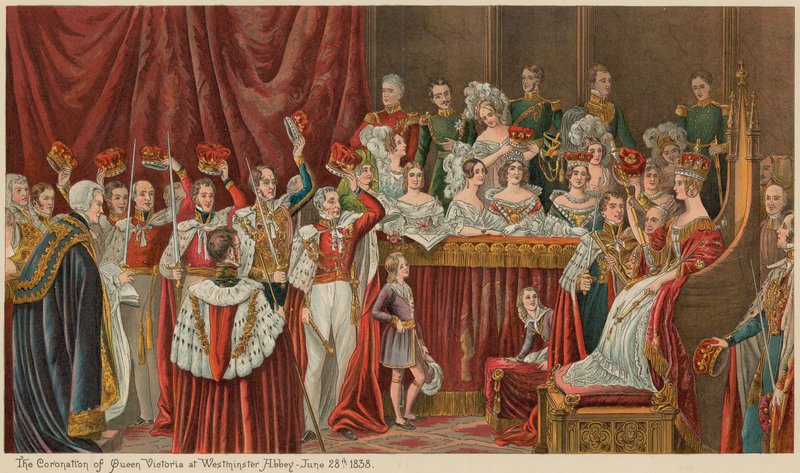 De Kroning van Koningin Victoria in Westminster Abbey, 28 juni 1838 door English School
