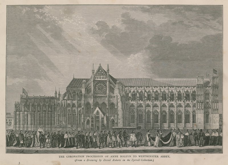 De Kroningsprocessie van Anne Boleyn naar Westminster Abbey door English School