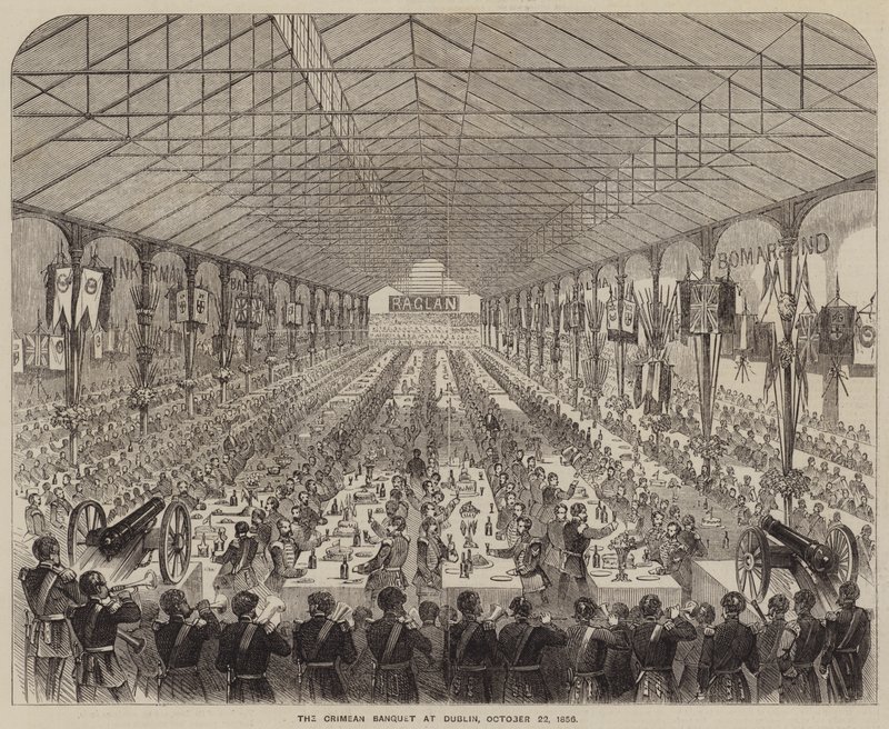 Het Krim-banket in Dublin, 22 oktober 1856 (gravure) door English School