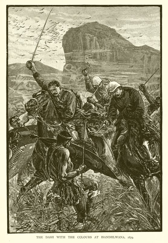 De Sprint met de Kleuren bij Isandhlwana, 1879 door English School