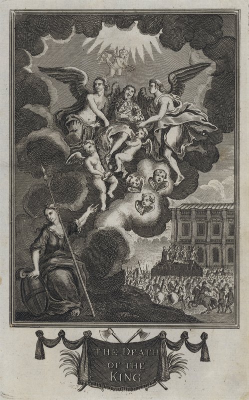 De dood van de koning (gravure) door English School