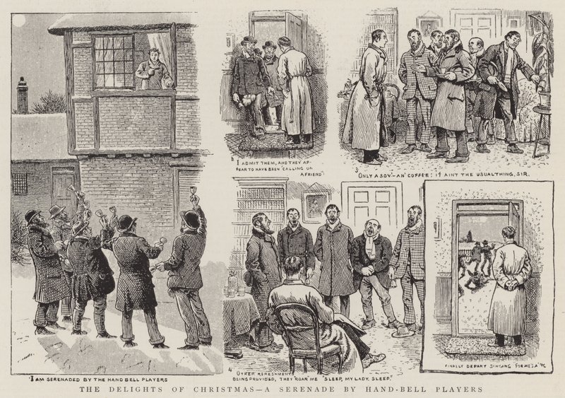 De geneugten van Kerstmis, een serenade door handbelspelers door English School