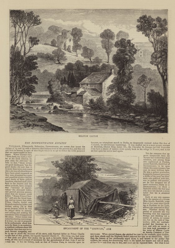 De Derwentwater-landgoederen (gravure) door English School