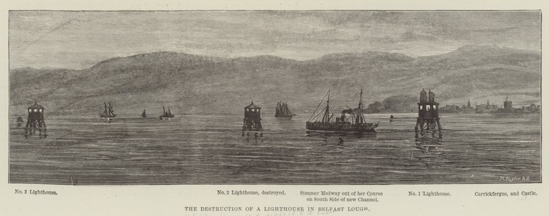 De vernietiging van een vuurtoren in Belfast Lough door English School