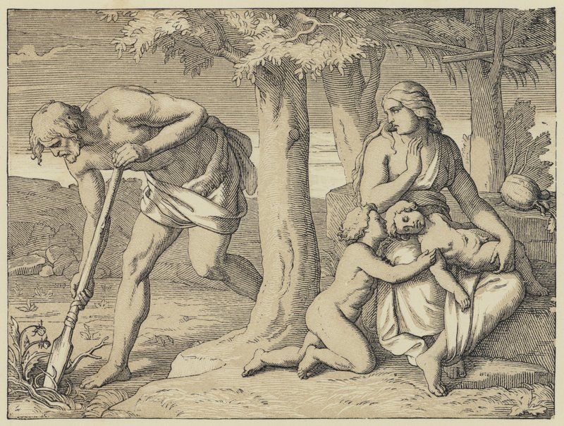 Het Lot van Arbeid, na De Val (gravure) door English School