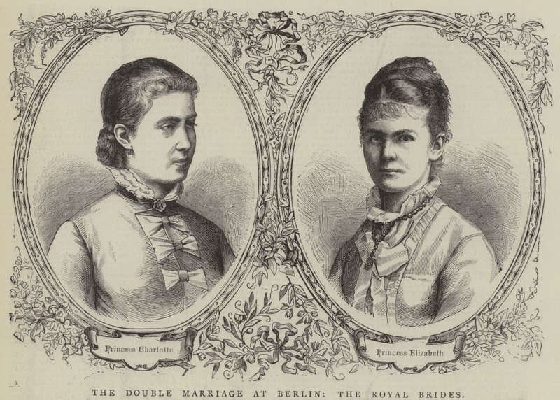 Het dubbele huwelijk in Berlijn, de koninklijke bruiden (gravure) door English School