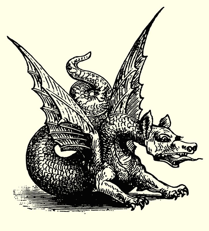 De draak van de fabel (gravure) door English School