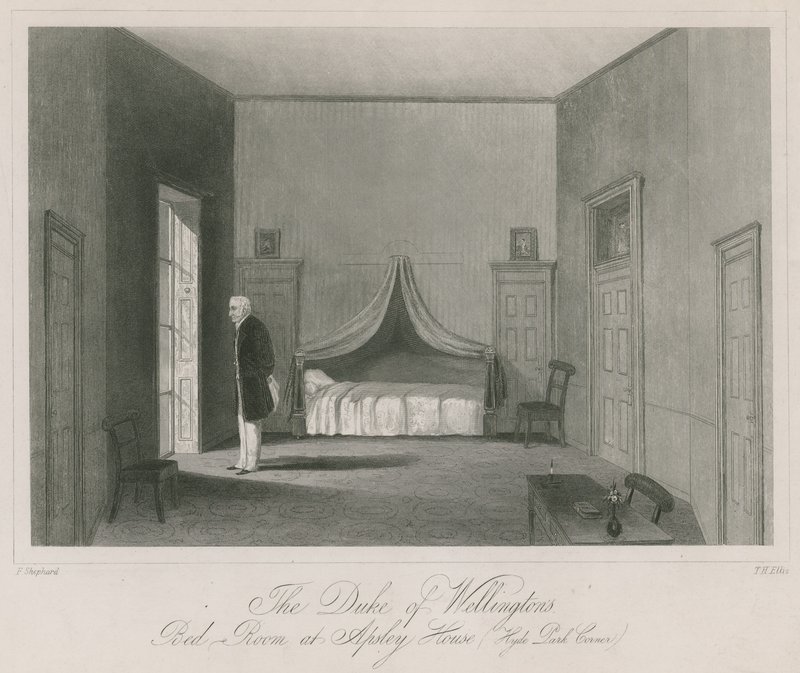 De slaapkamer van de hertog van Wellington in Apsley House, Hyde Park Corner door English School