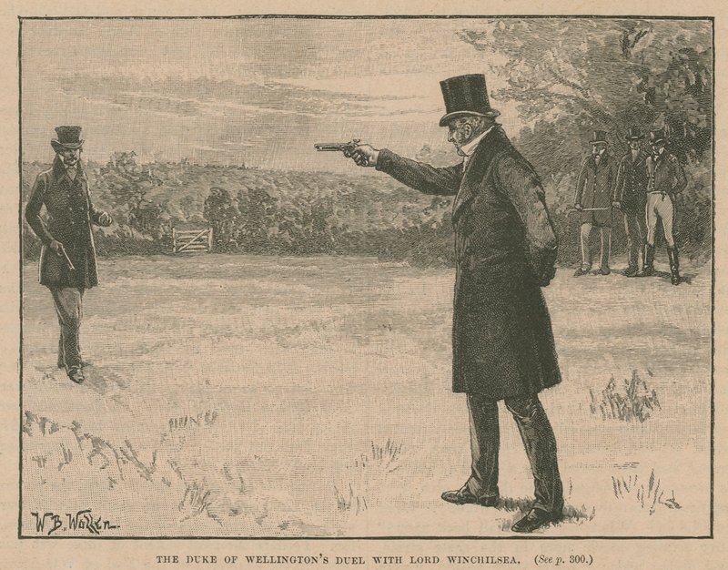 Het duel van de hertog van Wellington met Lord Winchilsea door English School