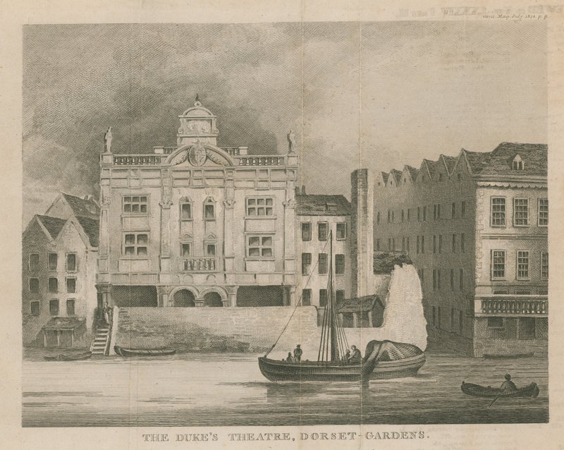 Het Dukes Theatre, Dorset Gardens, Londen door English School