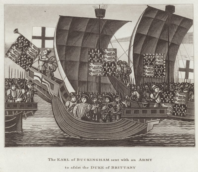 De Graaf van Buckingham gestuurd met een Leger om de Hertog van Bretagne te helpen door English School