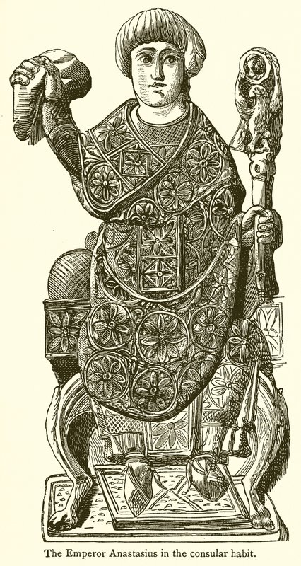 De Keizer Anastasius in de Consulaire Kleding door English School