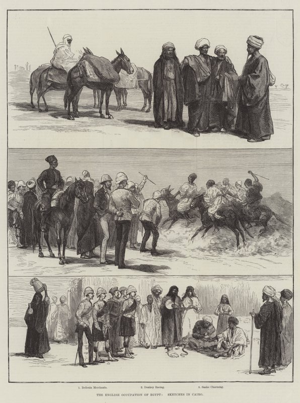 De Engelse bezetting van Egypte, schetsen in Caïro door English School