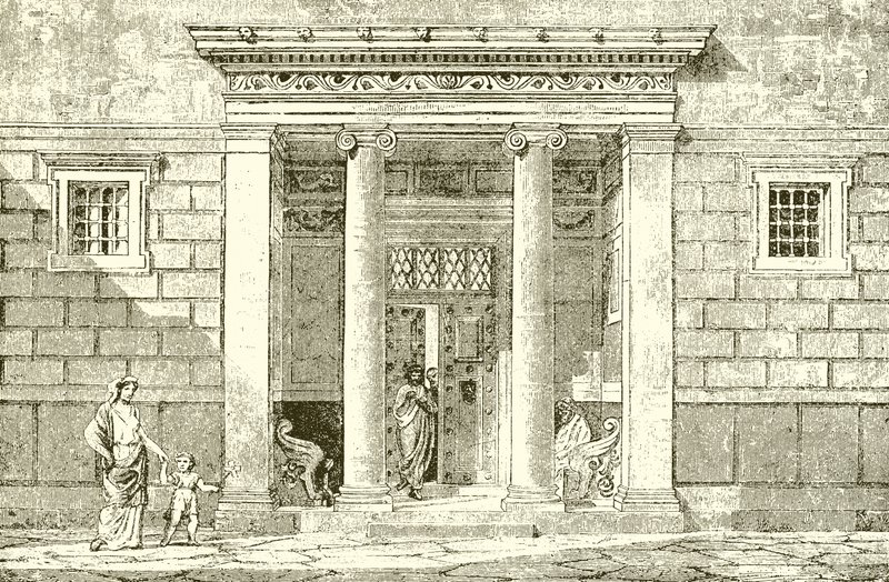 De ingang van een adellijk huis in Athene door English School