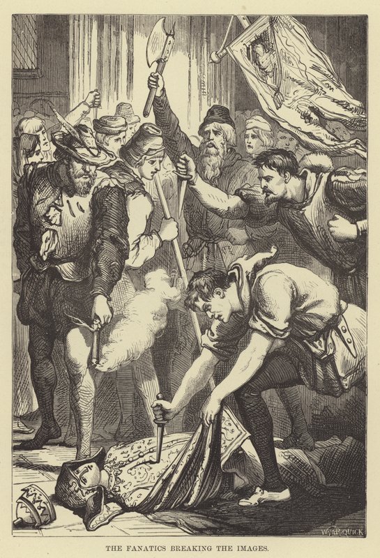 De fanatici die de beelden breken (gravure) door English School