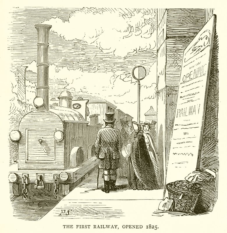 De eerste spoorweg, geopend in 1825 door English School