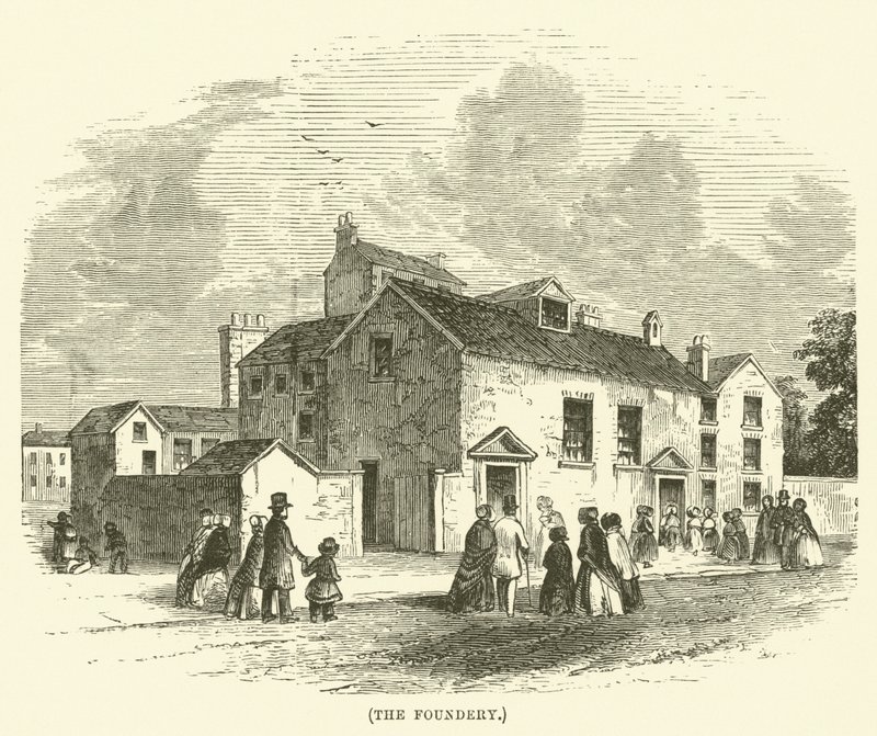 De stichter (gravure) door English School