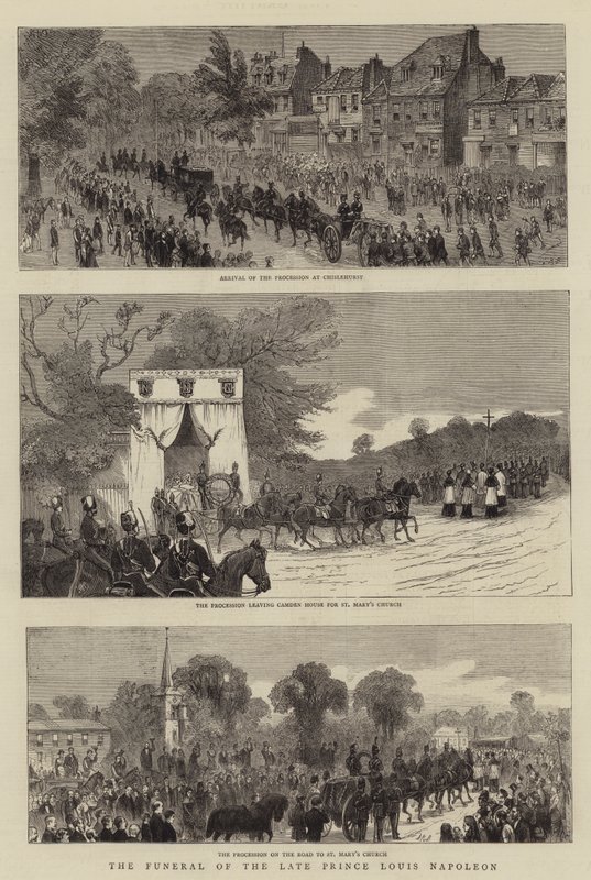 De begrafenis van wijlen prins Louis Napoleon door English School