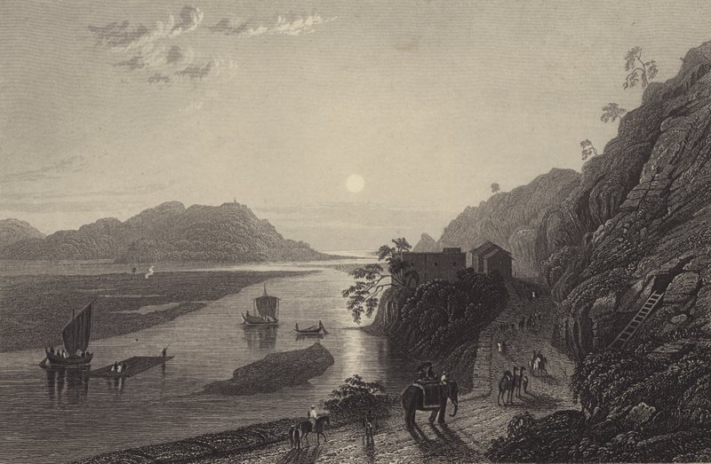 De Ganges die de vlaktes bij Haridwar binnenkomt door English School