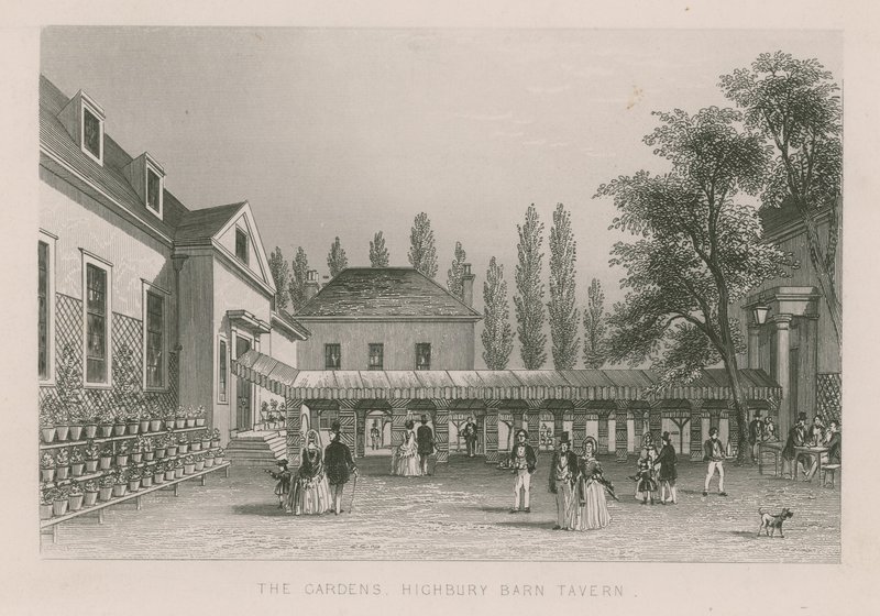 De tuinen bij de Highbury Barn Tavern door English School