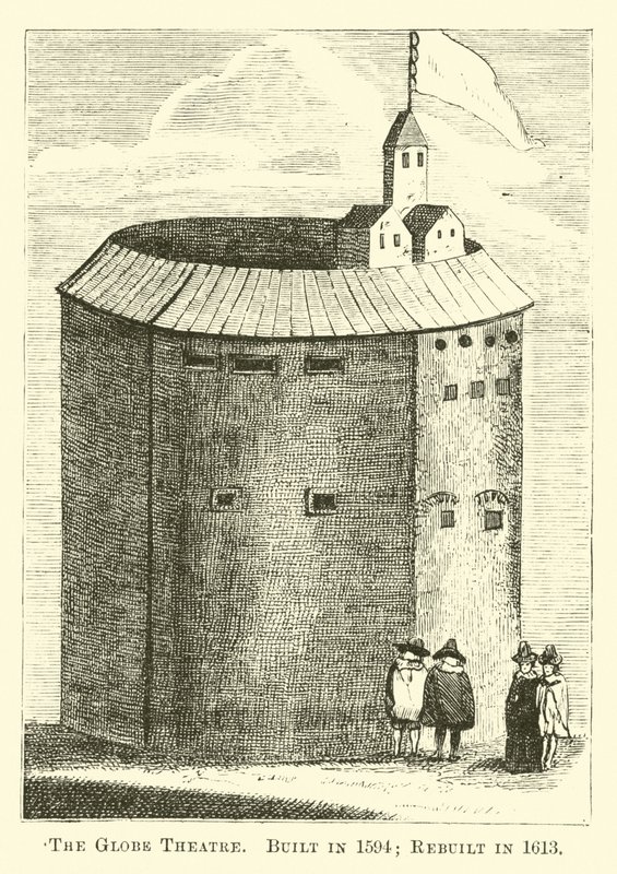 Het Globe Theatre, gebouwd in 1594; herbouwd in 1613 door English School