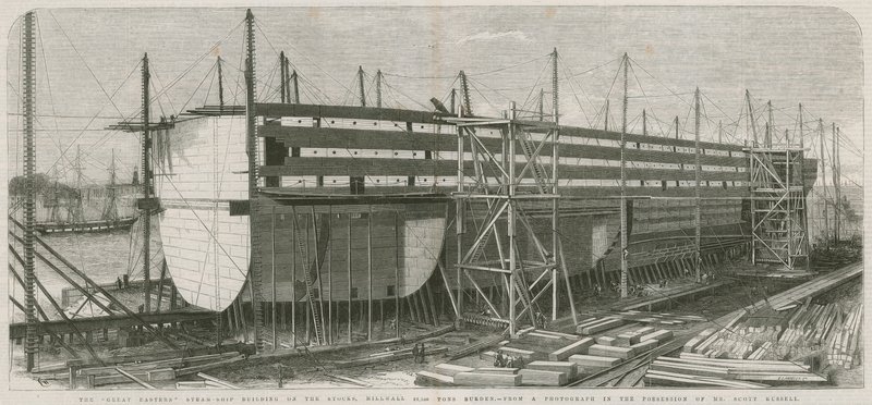 De Great Eastern stoomschip; Gebouwd op de stocks, Millwall door English School