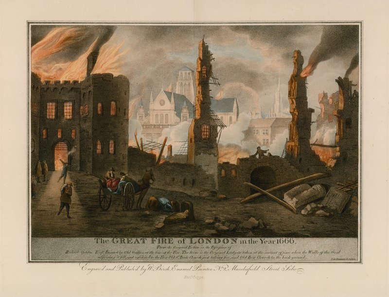 De Grote Brand van Londen in 1666 door English School