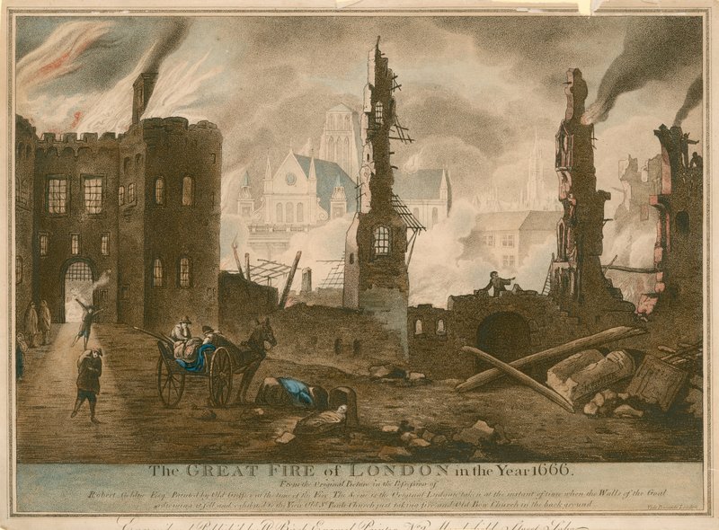 De Grote Brand van Londen in het jaar 1666 door English School