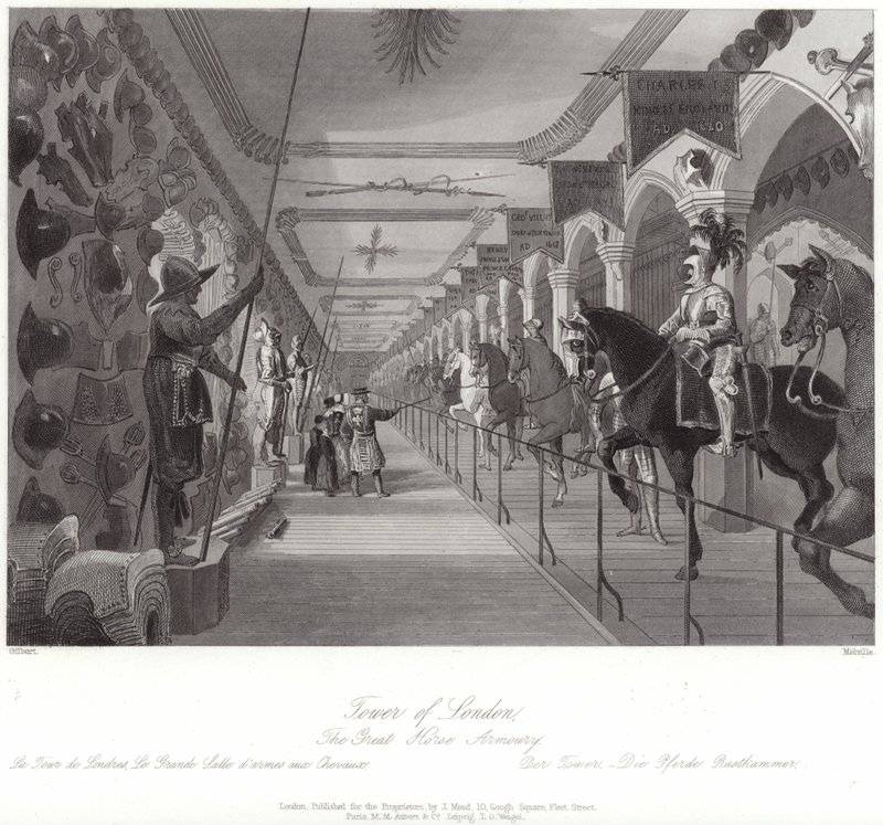 De grote wapenrustkamer van de Tower of London door English School