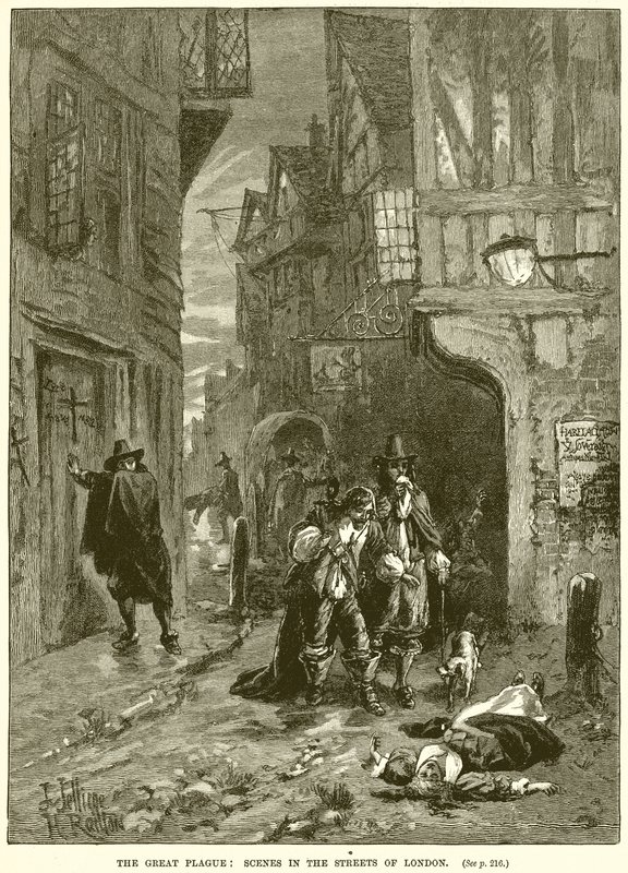 De Grote Pest: Taferelen in de Straten van Londen door English School