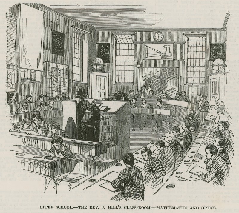 De Greenwich Royal Hospital Schools; Bovenbouw: Het klaslokaal van dominee J Hills door English School