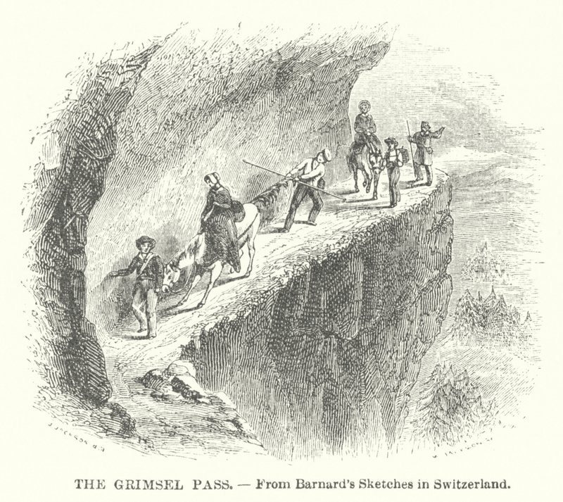 De Grimselpas (gravure) door English School